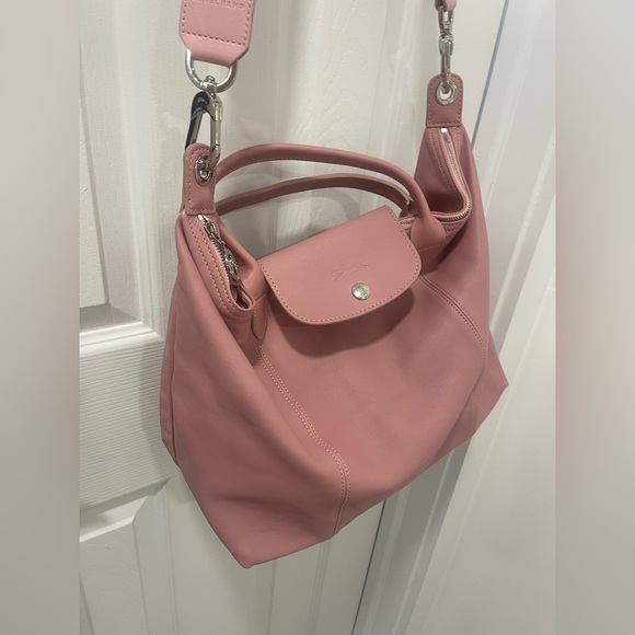 Longchamp leather Shoulder Bag - Soft Pink Handbag - Picture 3 of 16